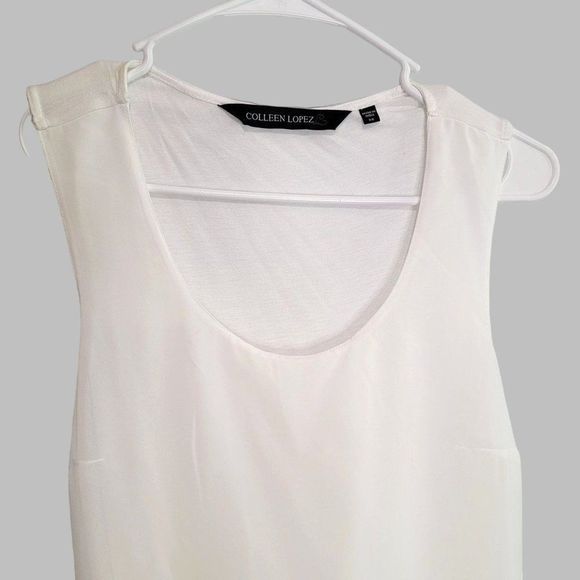 Colleen Lopez Mixed Media Tank Top White Womens XS Scoop Neck Sleeveless Layered - Picture 3 of 7
